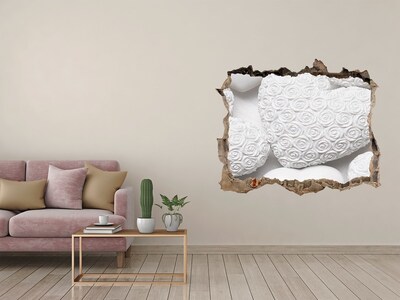 Hole in the wall sticker White roses in a hole in the wall
