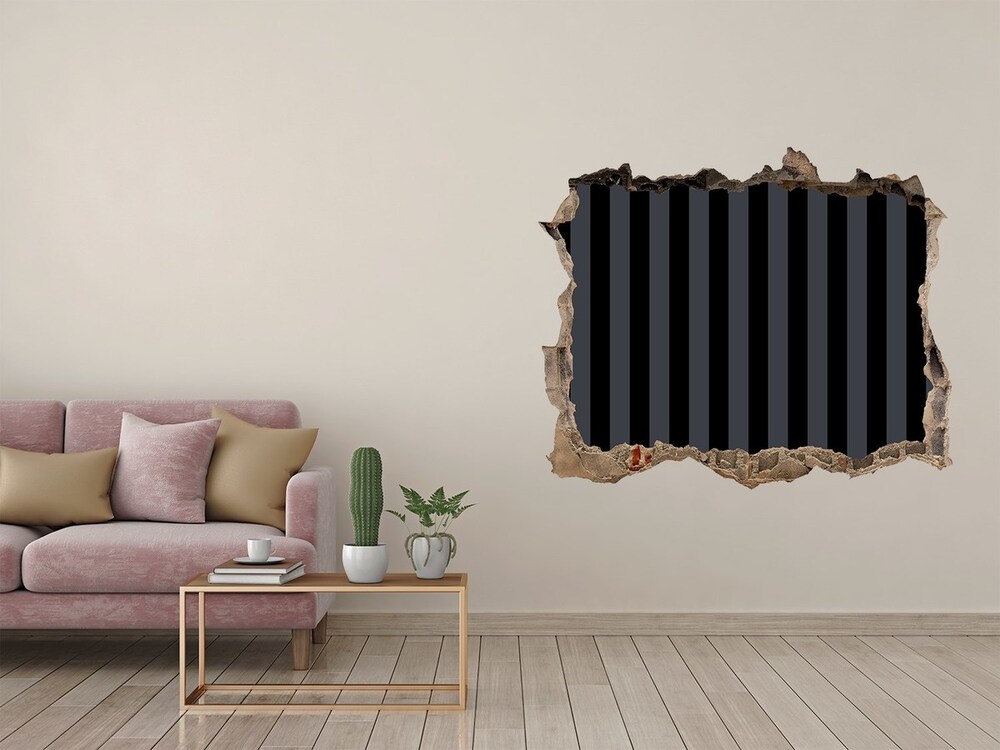 Hole in the wall sticker Black and gray stripes