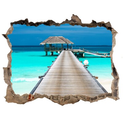 Hole in the wall sticker Tropical pier over turquoise water