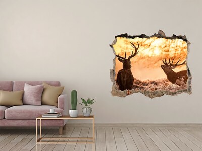 3D wall hole wallpaper Sunrise in the forest