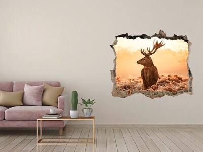 Hole in the wall sticker Deer in the golden light of sunset