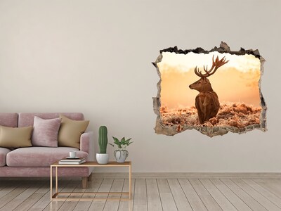 Hole in the wall sticker Deer sunrise