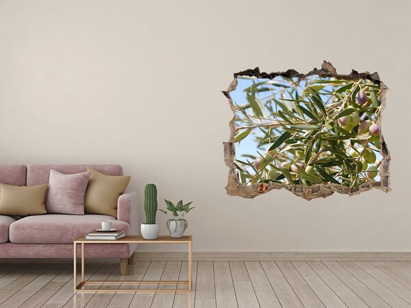 3D wall hole wallpaper Olive tree in the sunlight