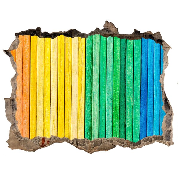 Hole in the wall sticker Colorful boards in a hole in the wall
