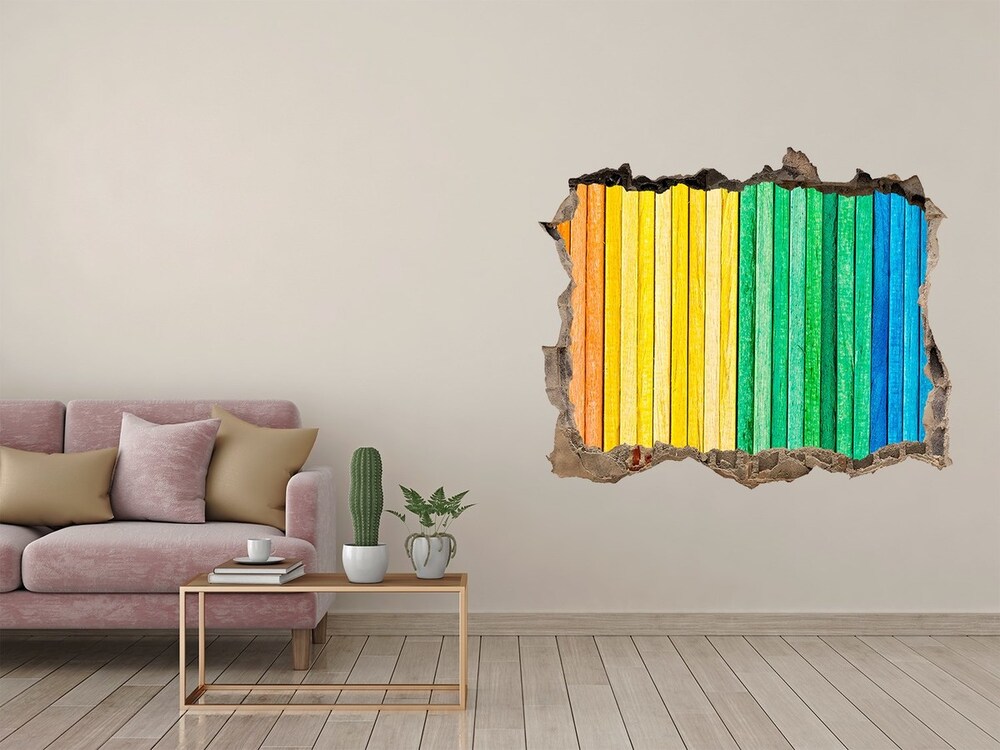 Hole in the wall sticker Colorful stripes