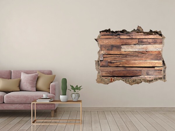 Hole in the wall decal Wooden wall in a hole