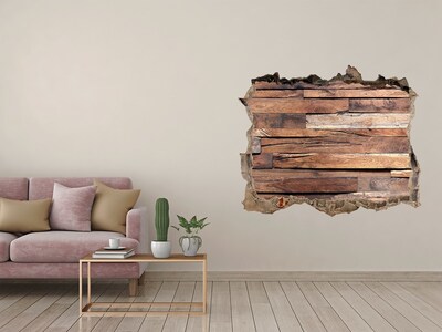Hole in the wall decal Wooden wall in a hole