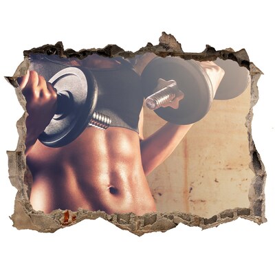 Hole wall sticker Gym in action