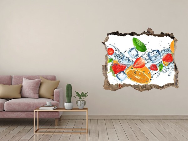 Hole wall sticker Fruit cocktail in a water explosion