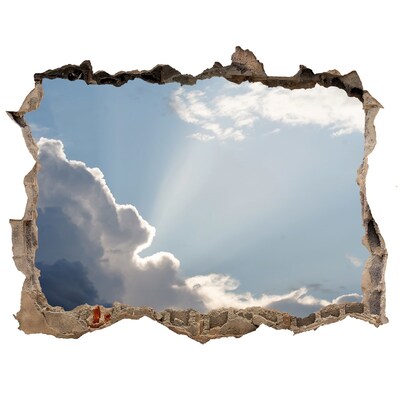 3D wall hole Sky with sun rays