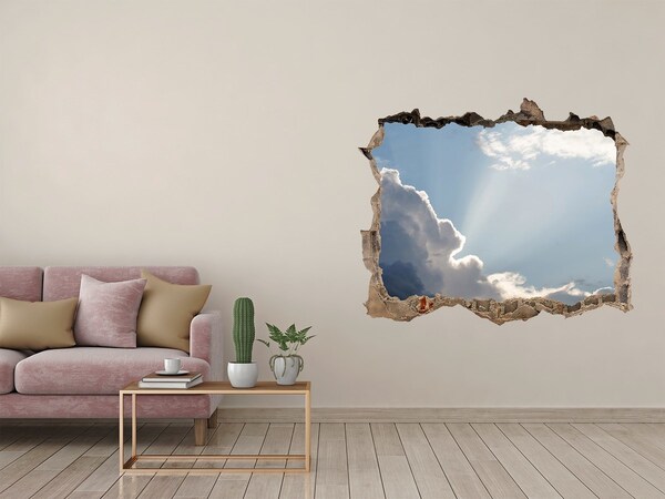 3D wall hole Clouds in the sky