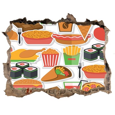 Hole wall sticker Fast food