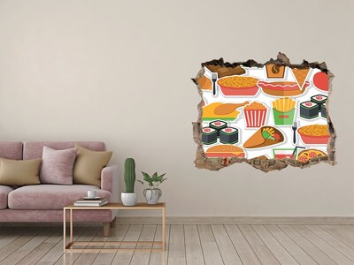 Hole wall sticker Fast food