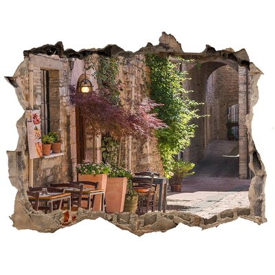 3D wall hole wallpaper A charming street in the town