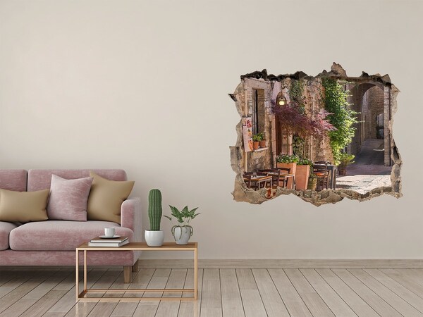 3D wall hole wallpaper Italian street