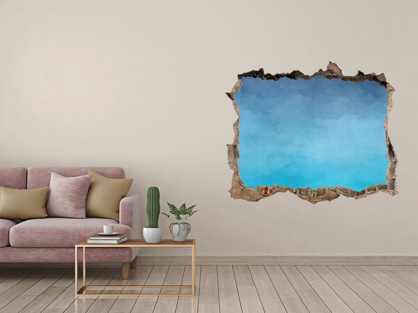 3D wall hole Sky over the ocean