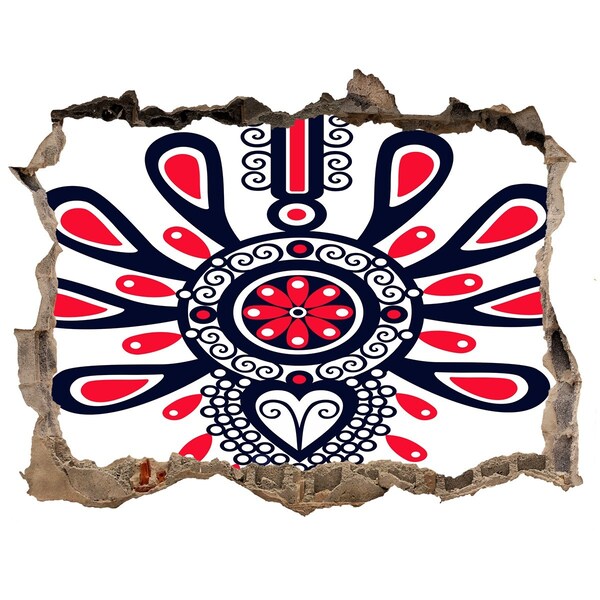 Hole in the wall sticker Colorful ethnic pattern in a hole in the wall