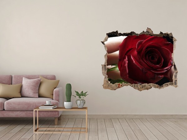 Hole wall sticker A woman with a rose