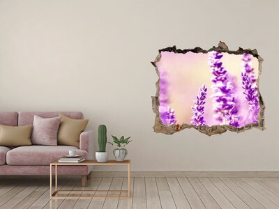 Hole in the wall decal Lavender flowers in a broken wall