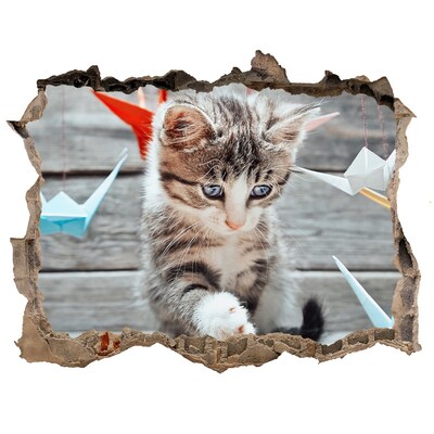 Hole in the wall sticker Kitten in a hole in the wall