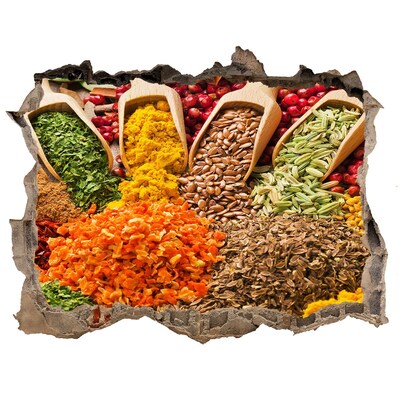 Hole wall sticker Colorful Spices in the Market Square