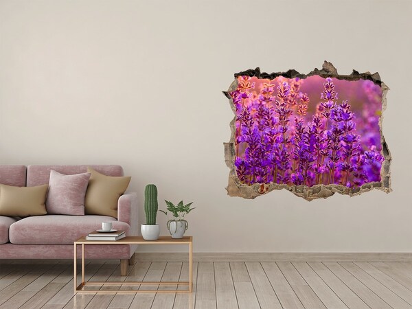 Hole in the wall sticker Lavender flower meadow