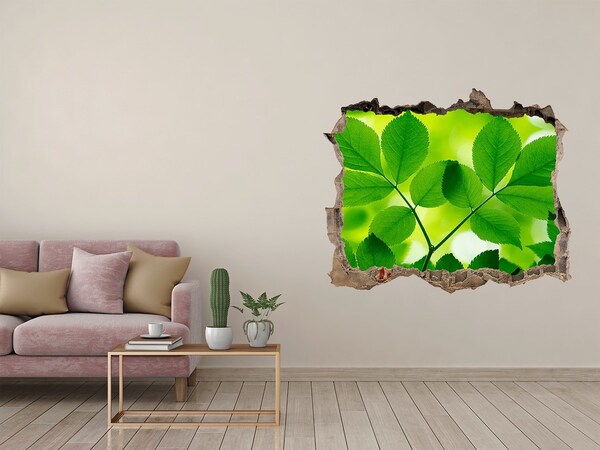 Hole in the wall decal Green leaves