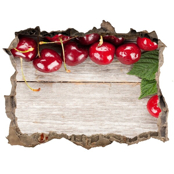 Hole in the wall sticker Cherries on wood