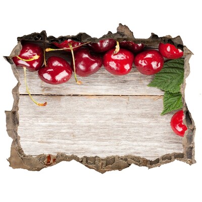 Hole in the wall sticker Cherries on wood