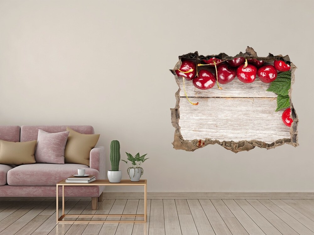 Hole in the wall sticker Cherries on wood