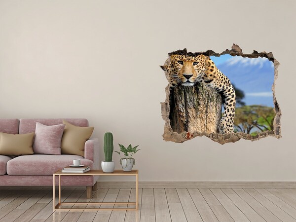 Hole in the wall sticker Leopard on the trunk