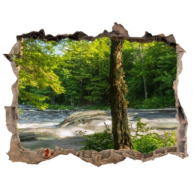 Hole in the wall sticker Green forest by the river