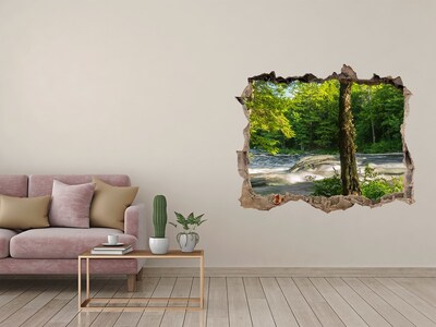 Hole in the wall sticker Green forest by the river