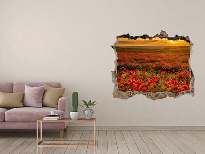 Hole in the wall decal Floral landscape at sunset
