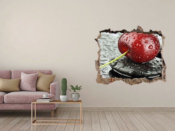 Hole in the wall decal Juicy cherry on the stones