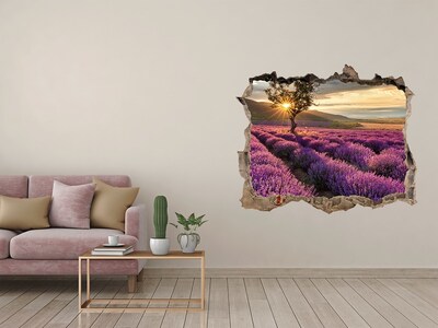 Hole in the wall decal Lavender fields at sunset