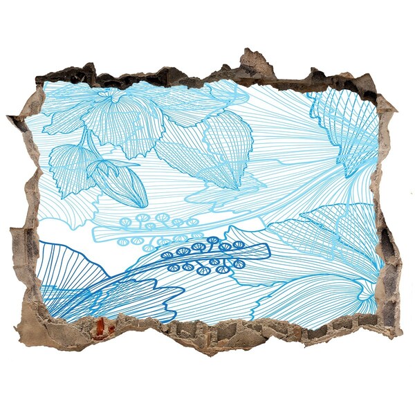 3D wall hole wallpaper The underwater world in blue