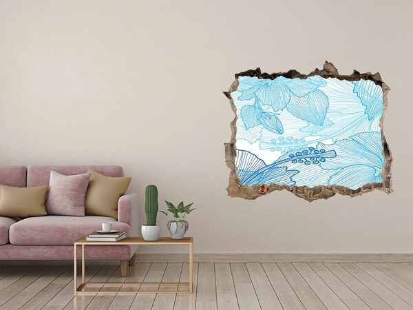 3D wall hole wallpaper The underwater world in blue