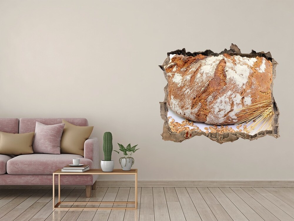 3D wall hole wallpaper Bread and wheat