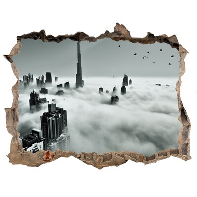 Hole wall sticker City in the clouds