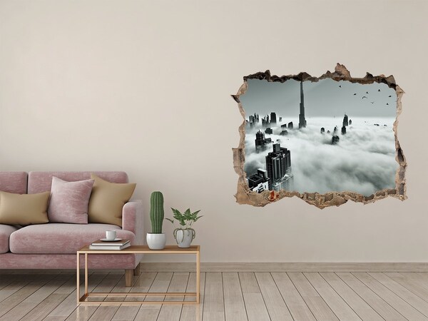 Hole wall sticker City in the clouds