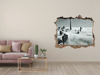 Hole wall sticker City in the clouds