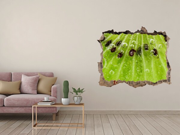 Hole wall sticker Green fruit with water drops