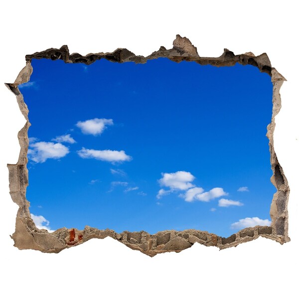 Hole in the wall sticker Blue sky with clouds