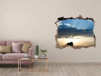 Hole in the wall decal Sunset over the sea