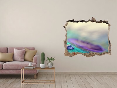 3D wall hole A drop on a peacock's feather