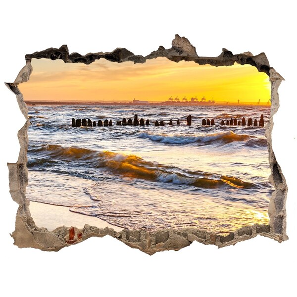 Hole wall sticker Sunset over the sea