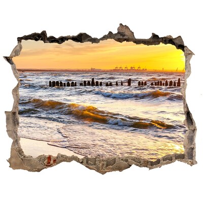 Hole wall sticker Sunset over the sea