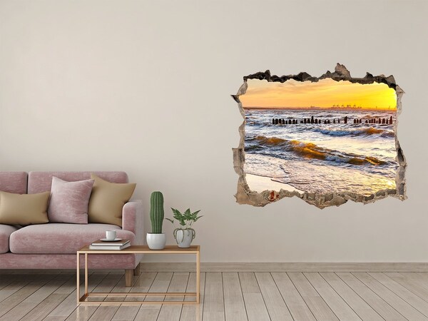 Hole wall sticker Sunset over the sea