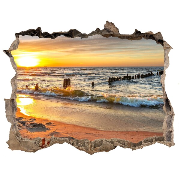 Hole wall sticker Sunset over the sea
